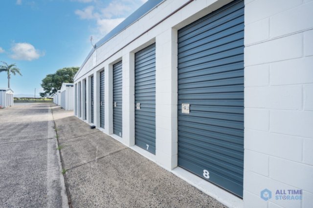 Row of numbered roller-door storage units