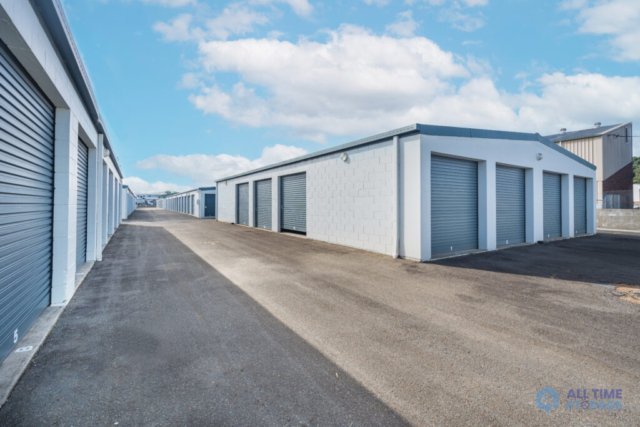 Lane between storage buildings at the Murwillumbah facility